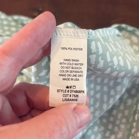 Ces Femme Sea Island Dress L Green White Ditsy Flutter Sleeve Cottagecore Boho - Picture 8 of 9